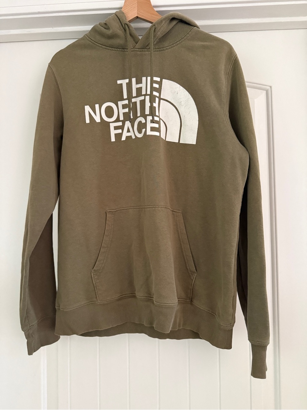 The North Face Olive Green Crewneck Hoodie with White Logo